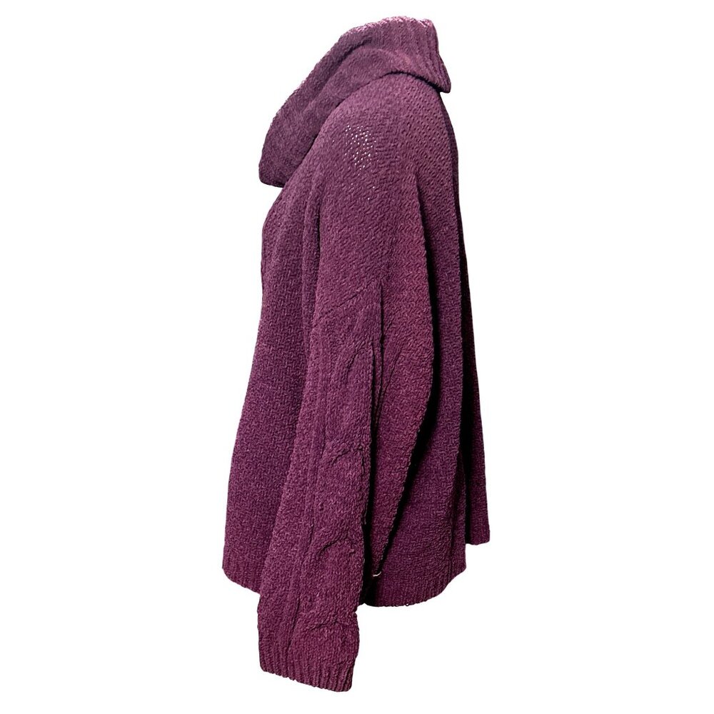 Seven7 Cable Knit Purple Cowl Neck Sweater Cozy Premium Quality Brand Size XXL - Picture 2 of 11